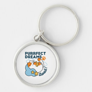 Purrfect Dreams Await – Cute Sleeping Cat Dreamy Key Ring