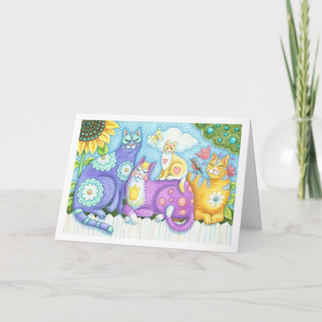 PURRFECT FELINE FRIENDS, CAT GREETING CARD Blank (Front)