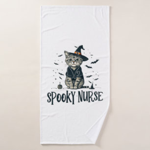 Purrfect for Night Shifts - One Spooky Nurse Cat D Bath Towel
