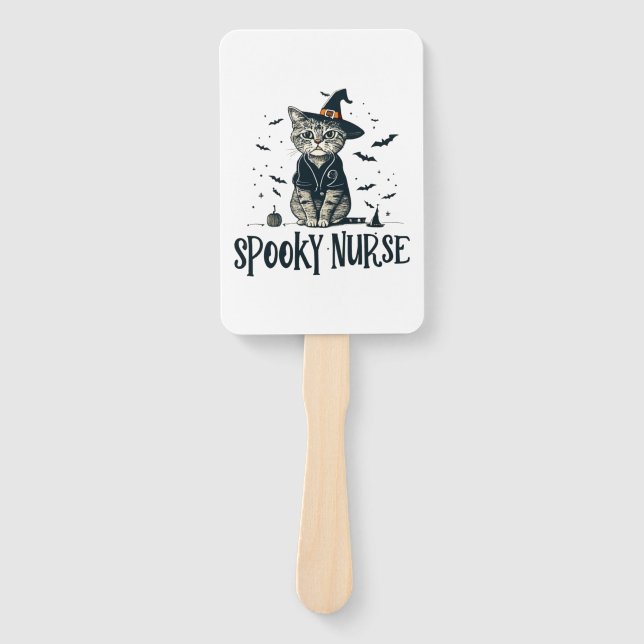 Purrfect for Night Shifts - One Spooky Nurse Cat D Hand Fan (Front)
