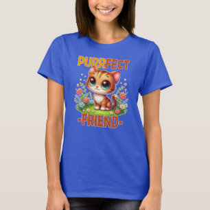 Purrfect Friend pun Cute orange cat kitten cartoon T-Shirt