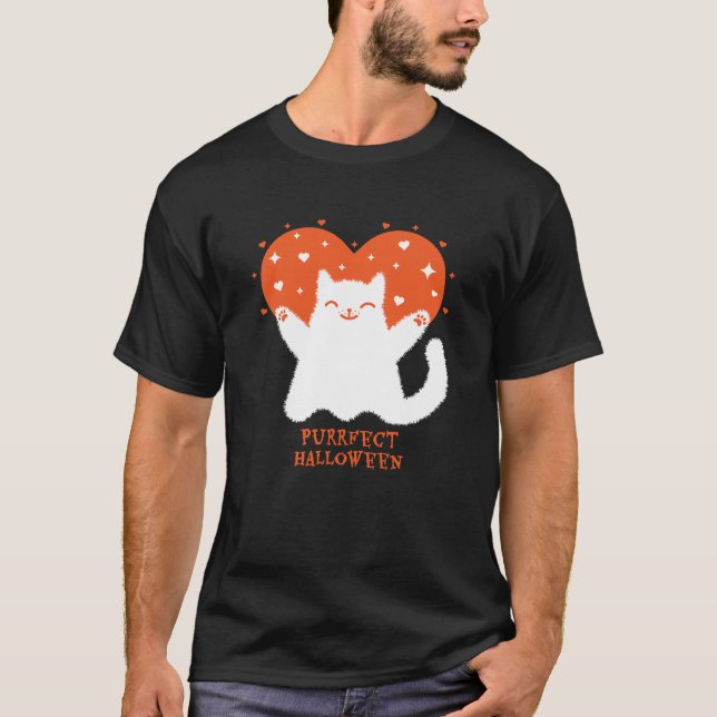 Purrfect Halloween cute cat design T-Shirt (Front)