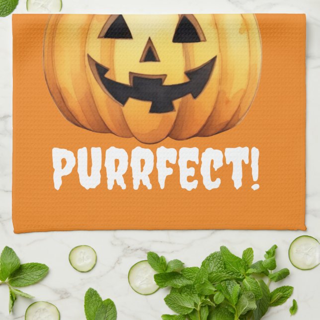 Purrfect Halloween kitchen towel (Folded)