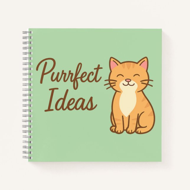Purrfect Ideas – Colourful Cute Cat Notebook Cover (Front)