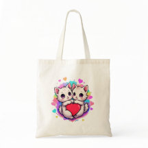 Purrfect Love: Kawaii Couple Cats with Heart