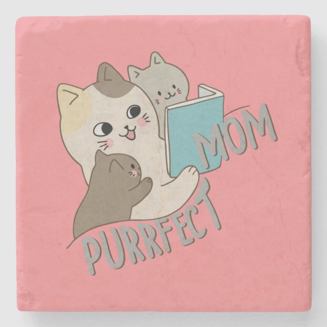 Purrfect Mum Stone Coaster (Front)