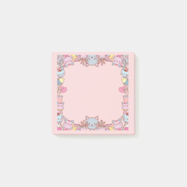	Purrfect Notes – Cute Cat Border Sticky Notes (Front)