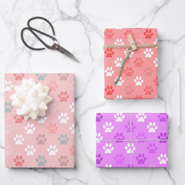 Purrfect Pet Paw Prints Wrapping Paper Sheet (Front)
