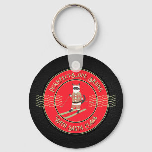 Purrfect-Slope Skiing with Santa Claws Key Ring