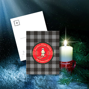 Purrfect-Slope Skiing with Santa Claws Postcard