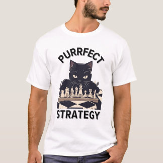 Purrfect Strategy Cat Chess Player T-Shirt
