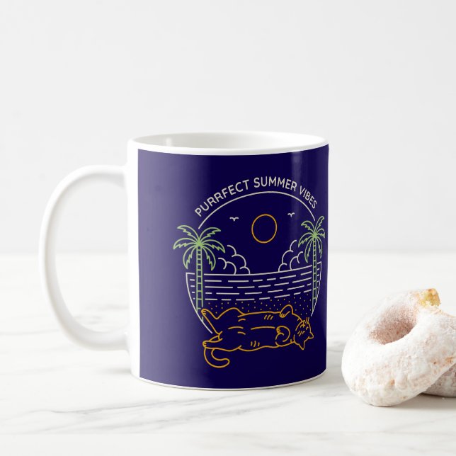 Purrfect Summer Vibes Coffee Mug (With Donut)