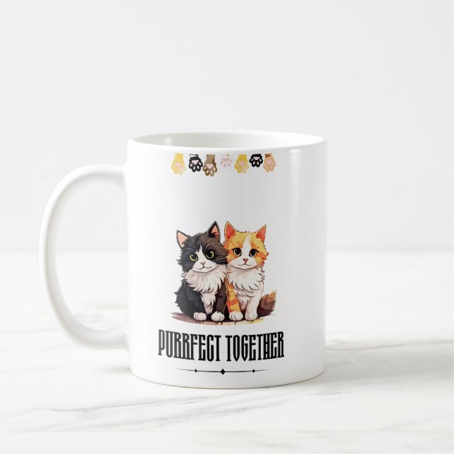  Purrfect Together – Cute Cat Couple  Coffee Mug (Left)