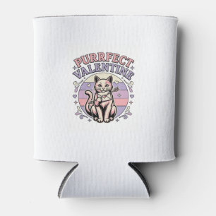 Purrfect Valentine Cat Valentine Love Vintage Vect Can Cooler