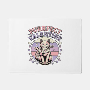 Purrfect Valentine Cat Valentine Love Vintage Vect Doormat