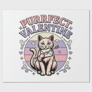 Purrfect Valentine Cat Valentine Love Vintage Vect Wrapping Paper