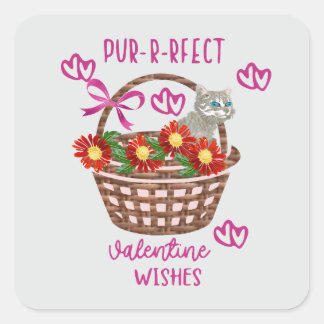 Purrfect valentine wishes  square sticker