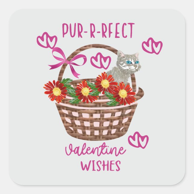Purrfect valentine wishes  square sticker (Front)