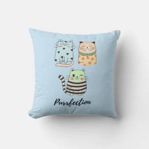 Purrfection Cute Kawaii Pattern Cats Art Cushion
