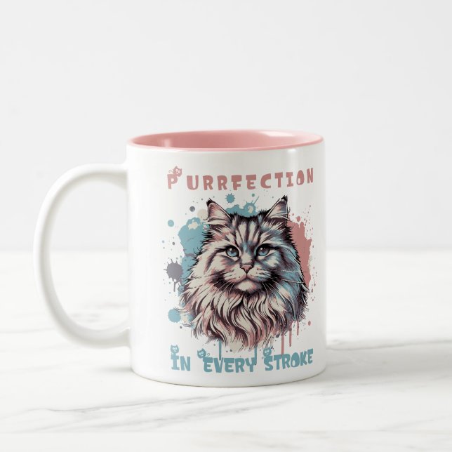 Purrfection in Every Stroke Cat Art Design Mug (Left)