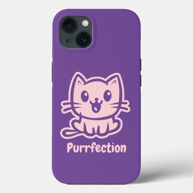 Purrfection, Very Cute Anime Cat Case-Mate iPhone Case (Back)