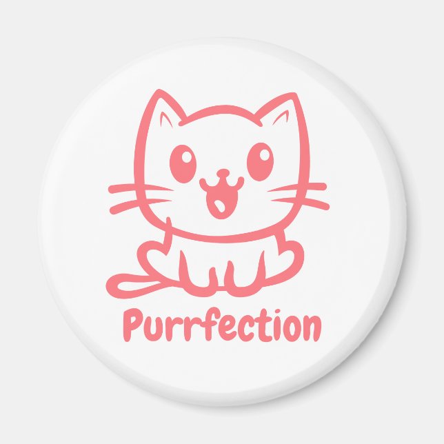 Purrfection, Very Cute Anime Cat Magnet (Front)