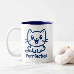 Purrfection, Very Cute Anime Cat Two-Tone Coffee Mug