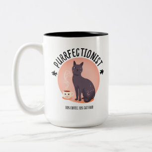 Purrfectionist Cat Mum Coffee Lover Funny Quote Two-Tone Coffee Mug