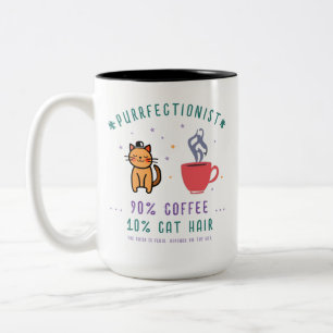 Purrfectionist Coffee Cat Lover Funny Quote Two-Tone Coffee Mug