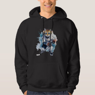 Purrfectly Cool Cat Ice Hockey Hoodie