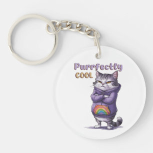 Purrfectly Cool" Cat Key Ring