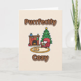 Purrfectly Cosy Christmas Cats Fireplace Card