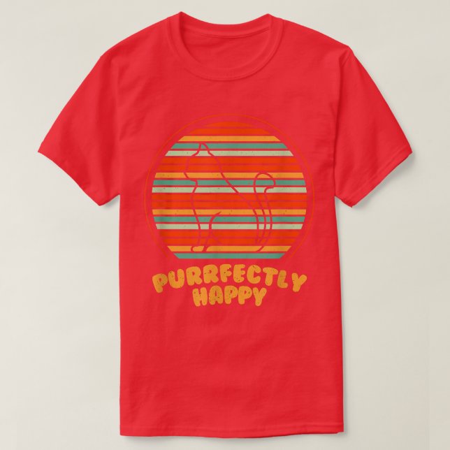 Purrfectly Happy Cat Lover Friends Kitten Buddy Po T-Shirt (Design Front)
