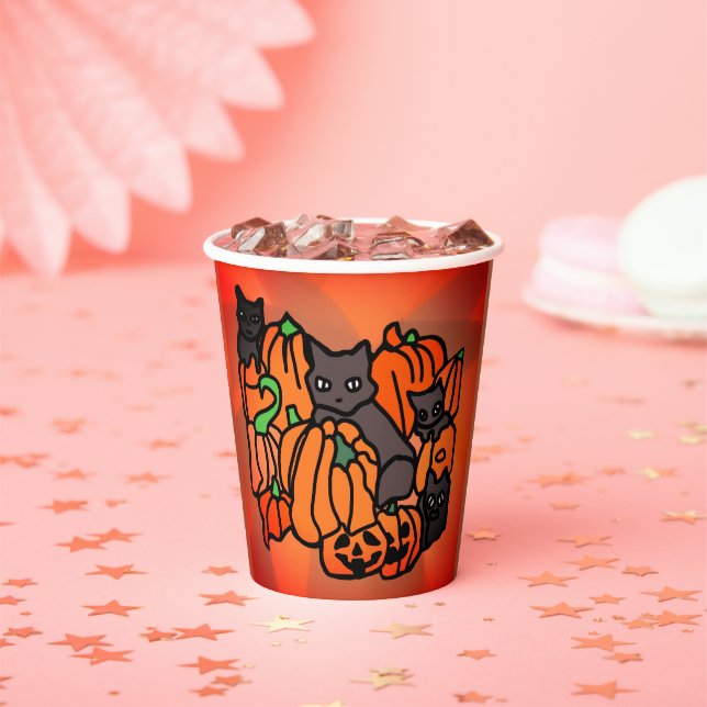 Purrfectly Haunted: Cats and Pumpkins in Halloween Paper Cups (Insitu)