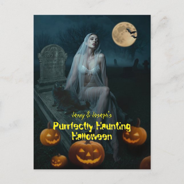 Purrfectly Haunting Halloween Postcard (Front)