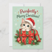 Purrfectly Merry Christmas Cat Greeting Card