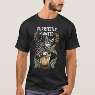 Purrfectly Planted Graphic - Cat with Houseplants T-Shirt