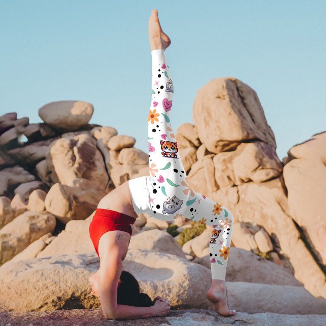 "Purrfectly Playful: Kawaii Cat Garden Pattern" Leggings (Creator Uploaded)