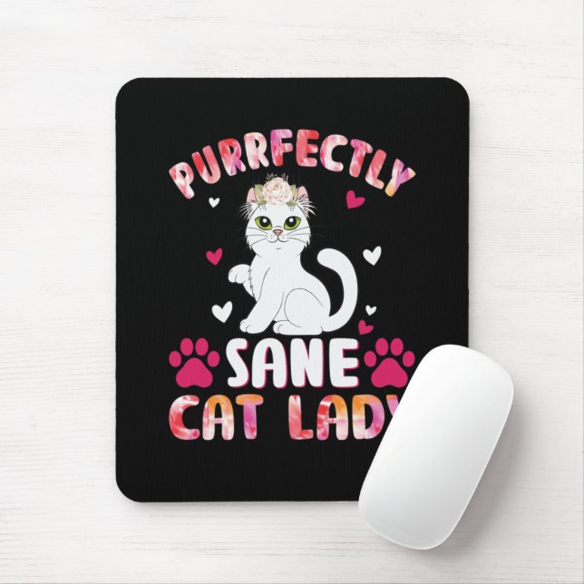Purrfectly Sane Cat Lady Mouse Mat (With Mouse)