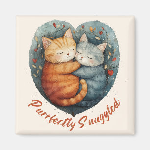 Purrfectly Snuggled Kittens Cuddling Artwork Magnet