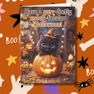 Purrfectly Spooktabular Halloween   Colouring Page Card