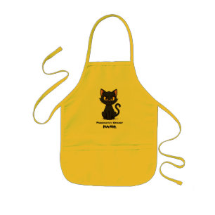 Purrfectly Spooky Black Cat – Custom Halloween Kids Apron