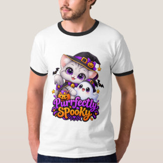Purrfectly Spooky Halloween Cat Ringer T-Shirt