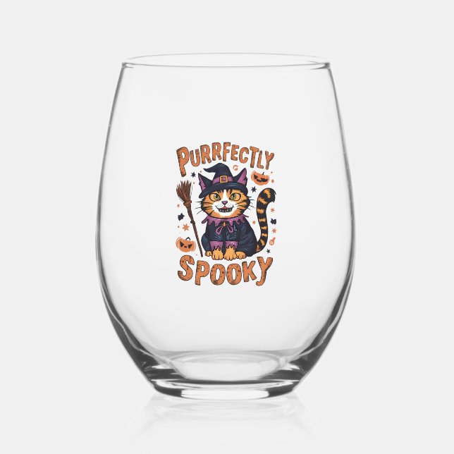 Purrfectly Spooky Stemless Wine Glass (Front)
