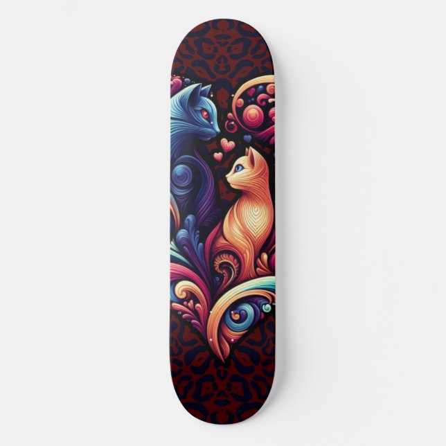 Purrfectly Swirled Love Skateboard (Front)