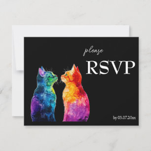🌈 Purrfectly Yours: A Rainbow Love budget RSVP Card