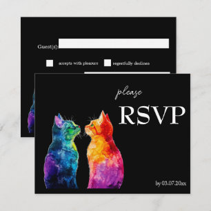 🌈 Purrfectly Yours: A Rainbow Love budget RSVP Card