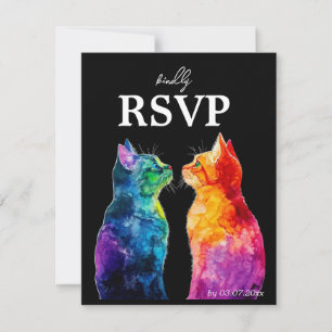 🌈 Purrfectly Yours: A Rainbow Love RSVP Card