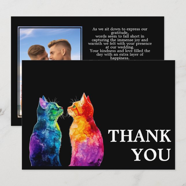 🌈  Purrfectly Yours: Rainbow Love Thank You Card (Front/Back)
