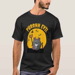 Purrhh Evil - Halloween Black Spooky Cat T-Shirt